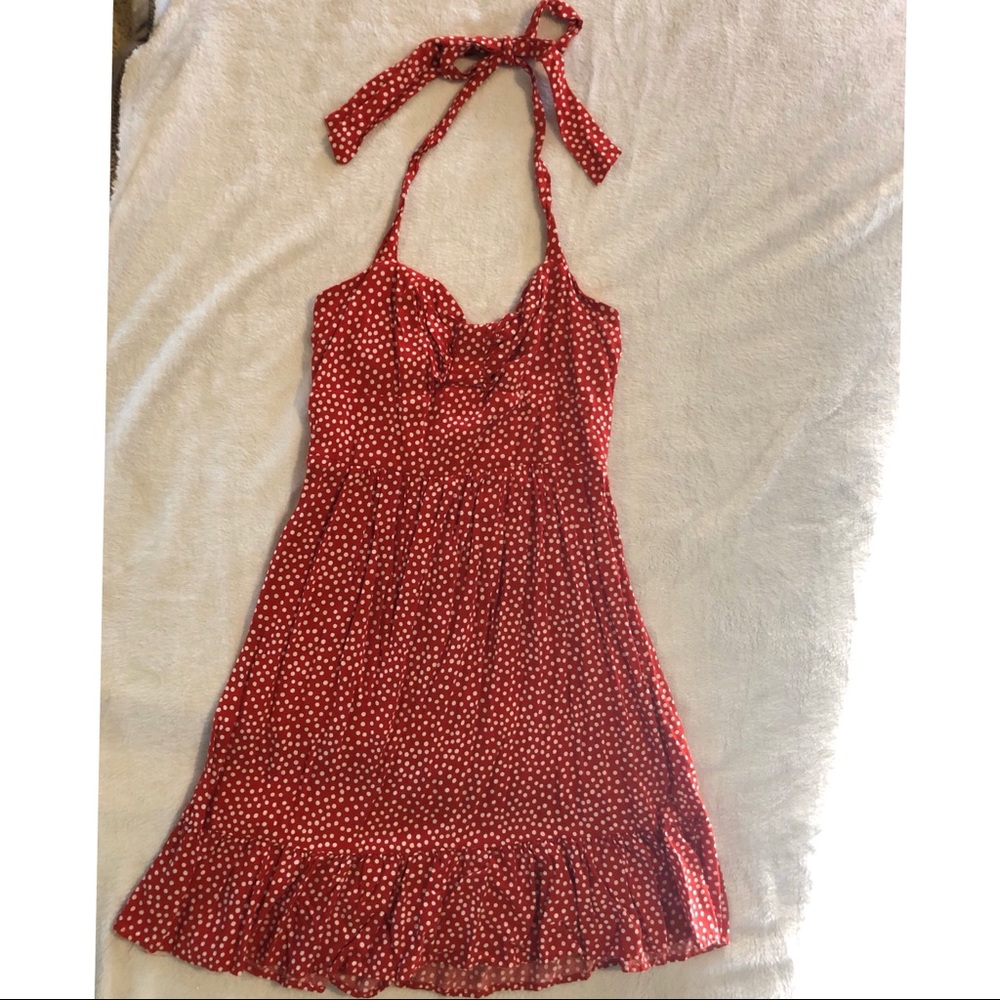 Pinup Rockabilly Red Polka Dot Halter Dress